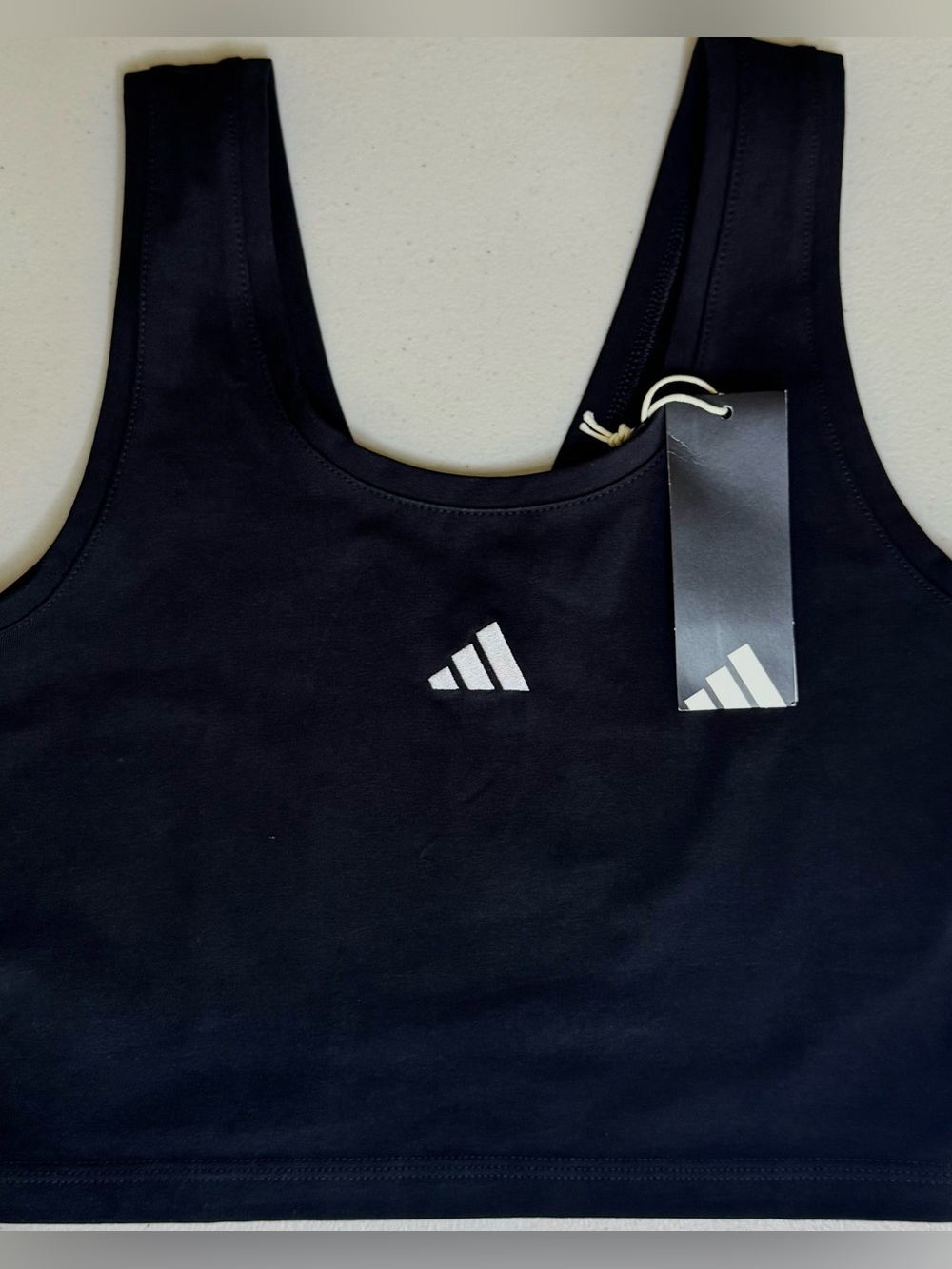 NWT adidas Black Cropped Active Tank Sports Bra Top Size Small